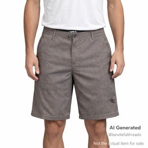 DaHui Men’s Board Shorts 34 Heathered Brown-Grey Drawstring Zip Pocket